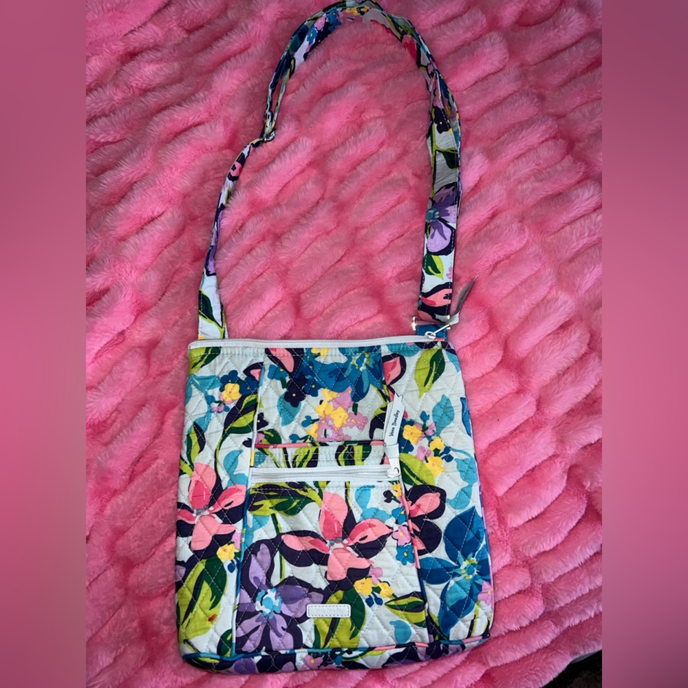 Vera Bradley Quilted Floral Crossbody in Pink, Blue & Green